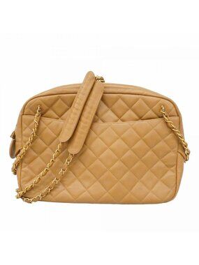 Chanel Shoulder Bag Quilted Lambskin Brown Gold
